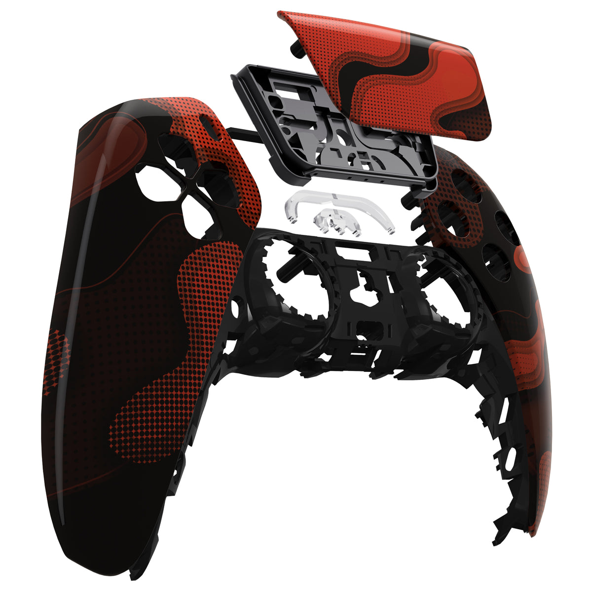 eXtremeRate Replacement Front Housing Shell with Touchpad Compatible with PS5 Controller BDM-010/020/030/040/050 - Red Black Camouflage