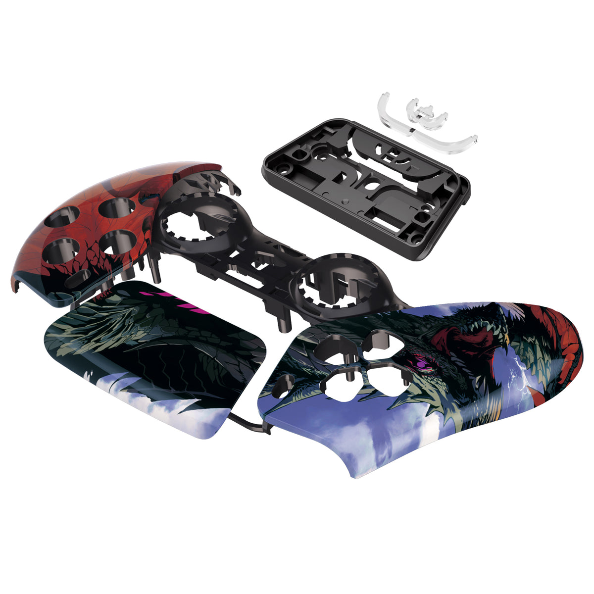 eXtremeRate Replacement Front Housing Shell with Touchpad Compatible with PS5 Controller BDM-010/020/030/040/050 - Roaring Dragon