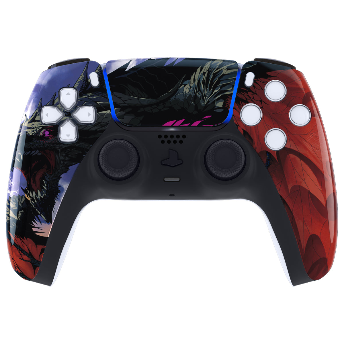 eXtremeRate Replacement Front Housing Shell with Touchpad Compatible with PS5 Controller BDM-010/020/030/040/050 - Roaring Dragon