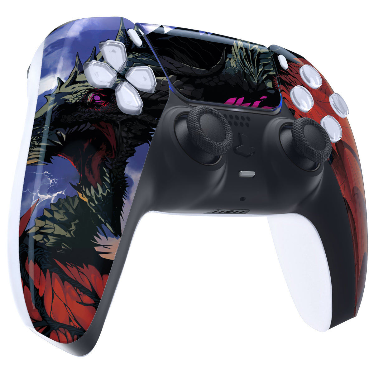 eXtremeRate Replacement Front Housing Shell with Touchpad Compatible with PS5 Controller BDM-010/020/030/040/050 - Roaring Dragon
