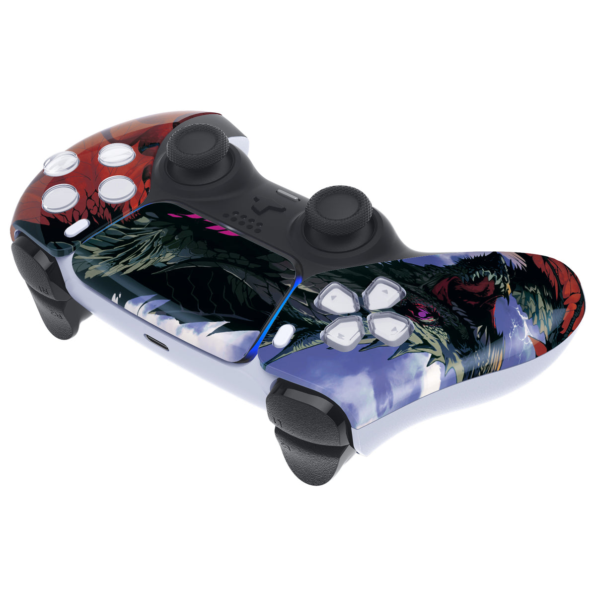 eXtremeRate Replacement Front Housing Shell with Touchpad Compatible with PS5 Controller BDM-010/020/030/040/050 - Roaring Dragon