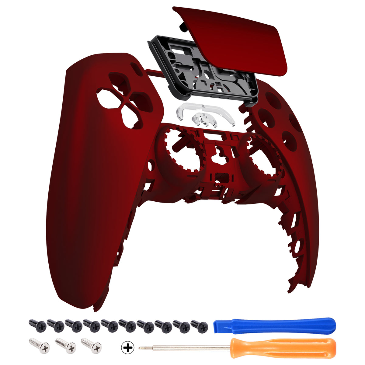 eXtremeRate Replacement Front Housing Shell with Touchpad Compatible with PS5 Controller BDM-010/020/030/040/050/060 - Scarlet Red