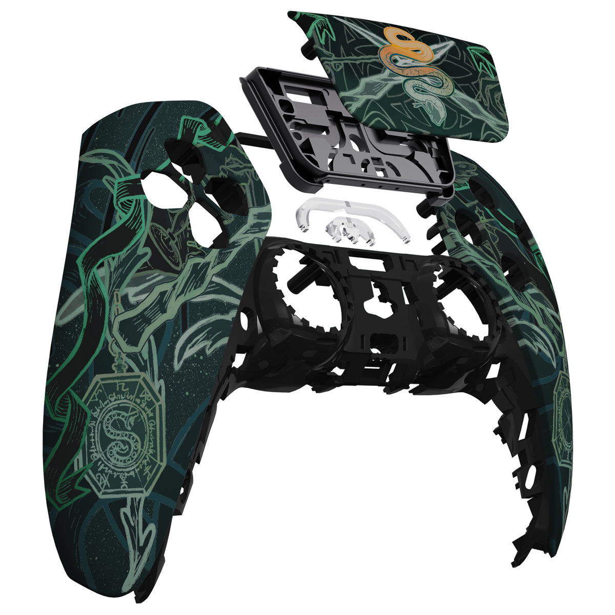 eXtremeRate Replacement Front Housing Shell with Touchpad Compatible with PS5 Controller BDM-010/020/030/040/050 - Serpent Totem