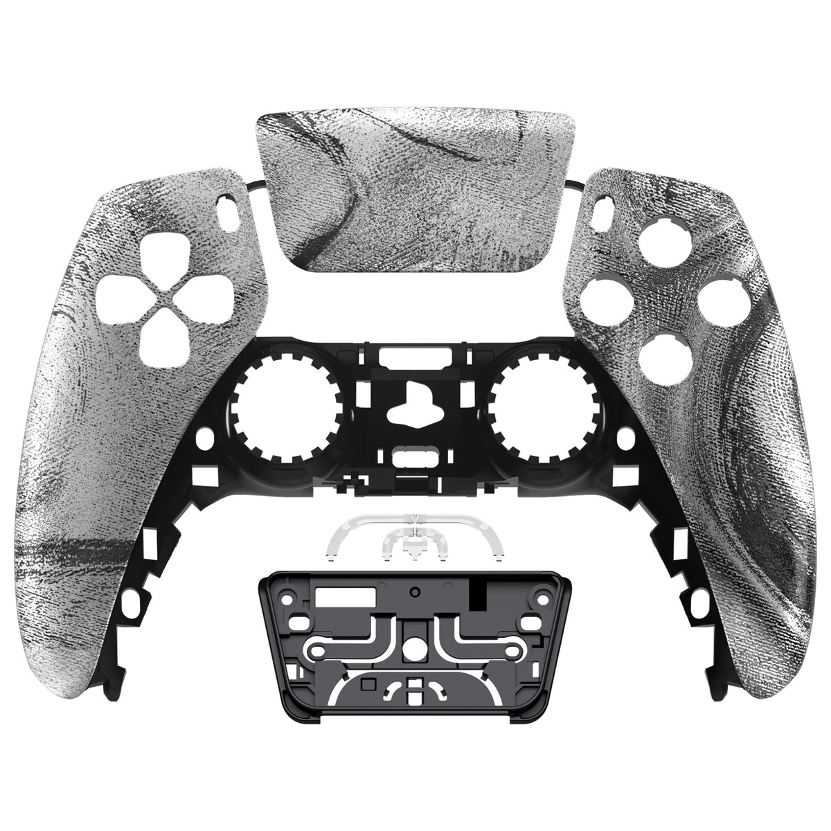eXtremeRate Replacement Front Housing Shell with Touchpad Compatible with PS5 Controller BDM-010/020/030/040/050 - Silver Wave