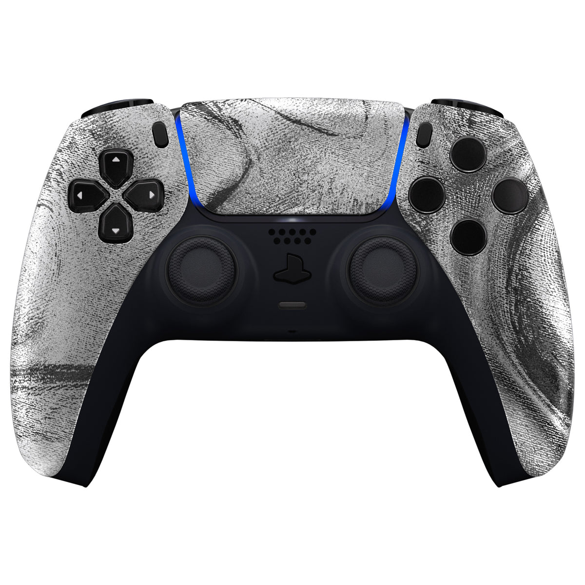 eXtremeRate Replacement Front Housing Shell with Touchpad Compatible with PS5 Controller BDM-010/020/030/040/050 - Silver Wave