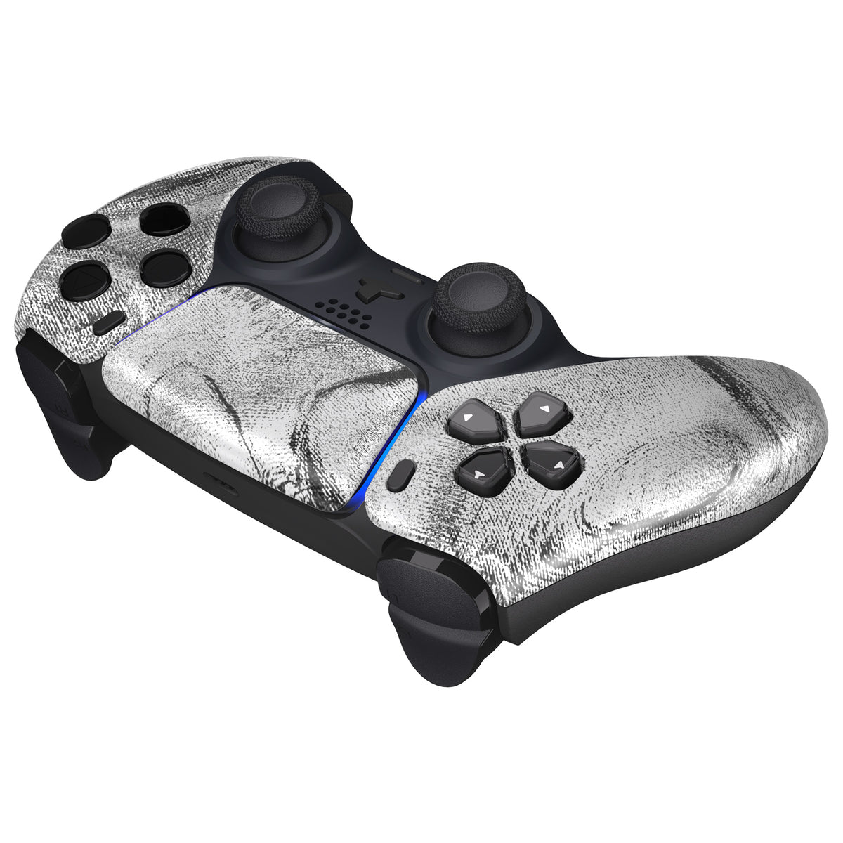 eXtremeRate Replacement Front Housing Shell with Touchpad Compatible with PS5 Controller BDM-010/020/030/040/050 - Silver Wave