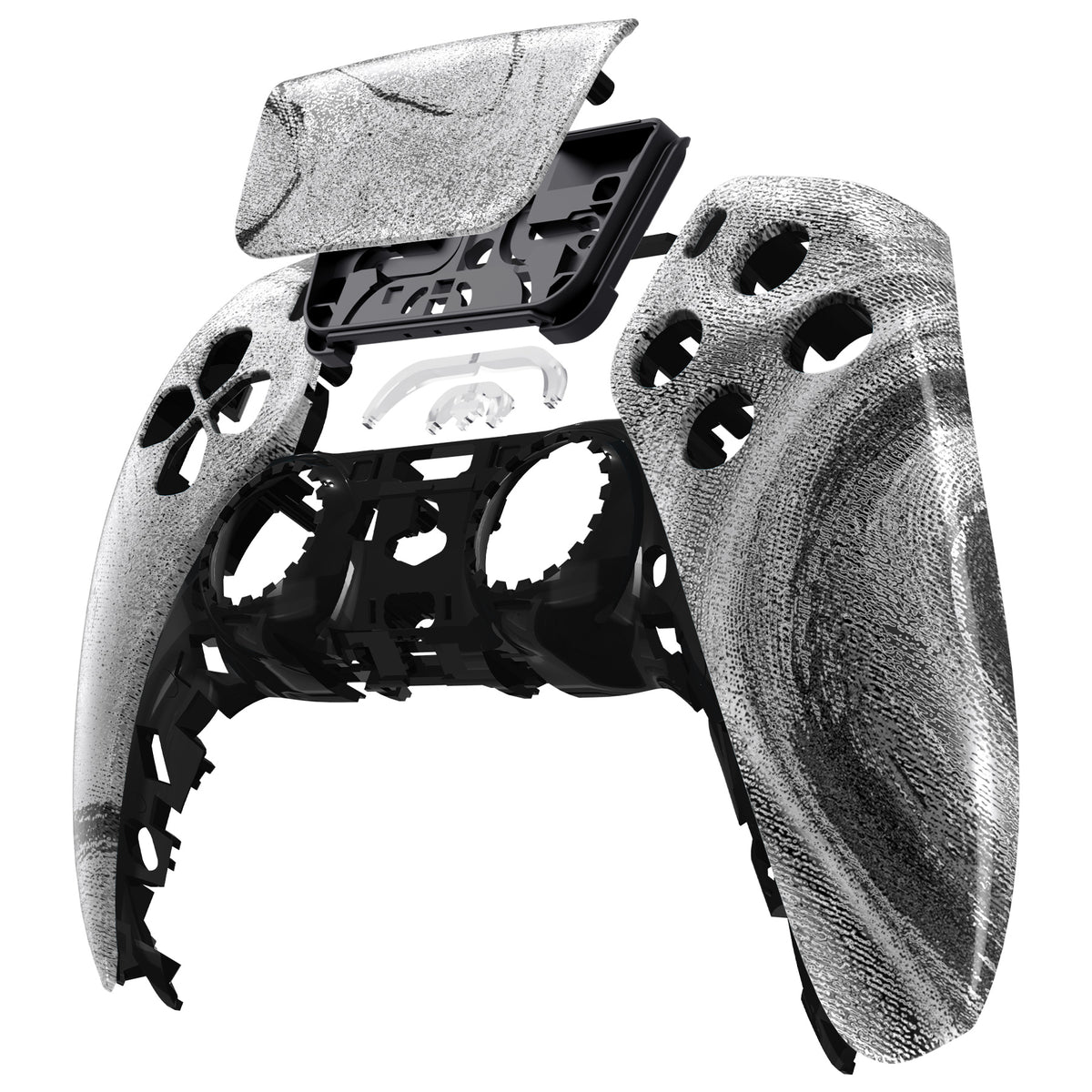 eXtremeRate Replacement Front Housing Shell with Touchpad Compatible with PS5 Controller BDM-010/020/030/040/050 - Silver Wave
