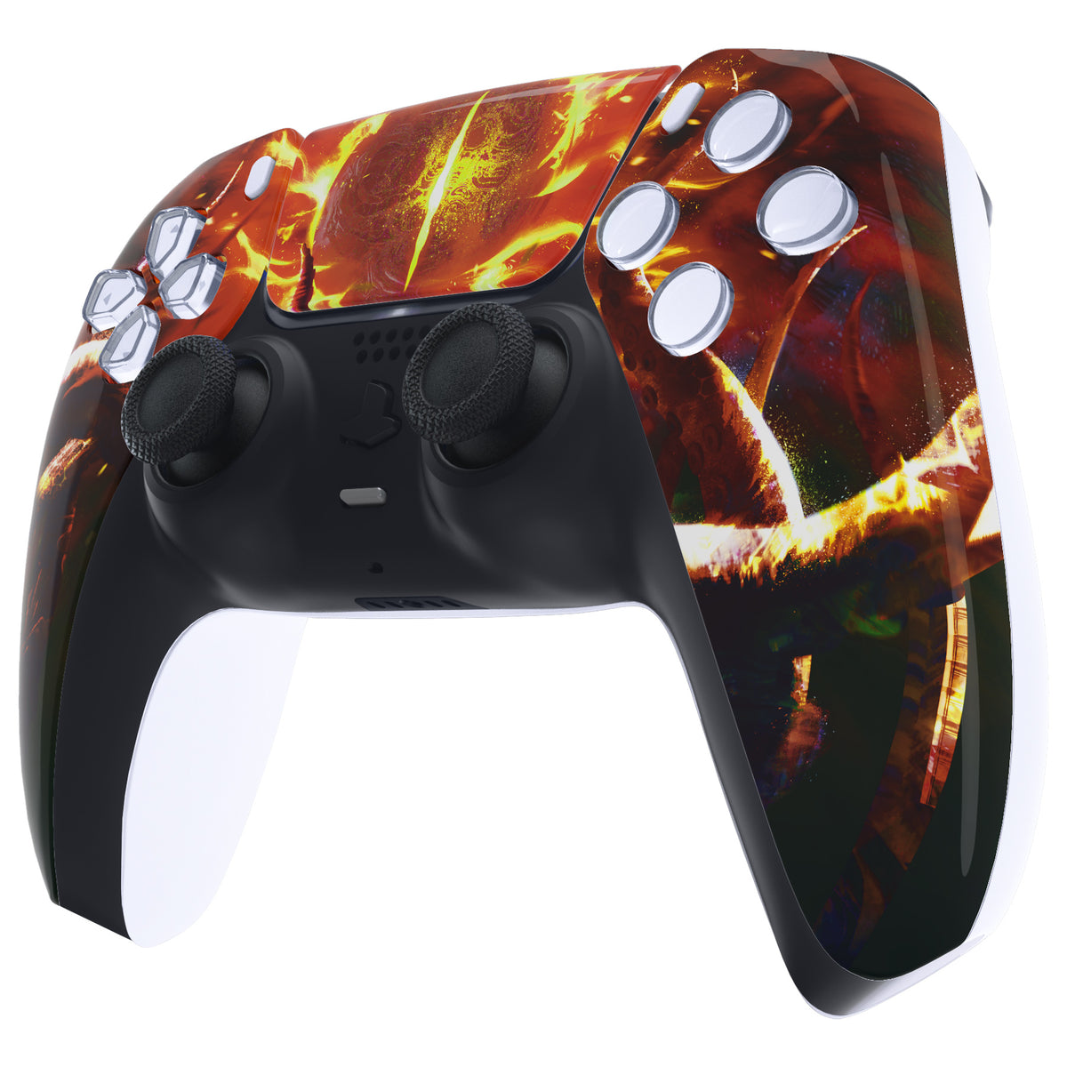 eXtremeRate Replacement Front Housing Shell with Touchpad Compatible with PS5 Controller BDM-010/020/030/040/050 - The Great Flaming Overlord