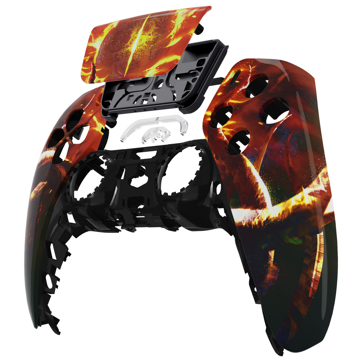 eXtremeRate Replacement Front Housing Shell with Touchpad Compatible with PS5 Controller BDM-010/020/030/040/050 - The Great Flaming Overlord