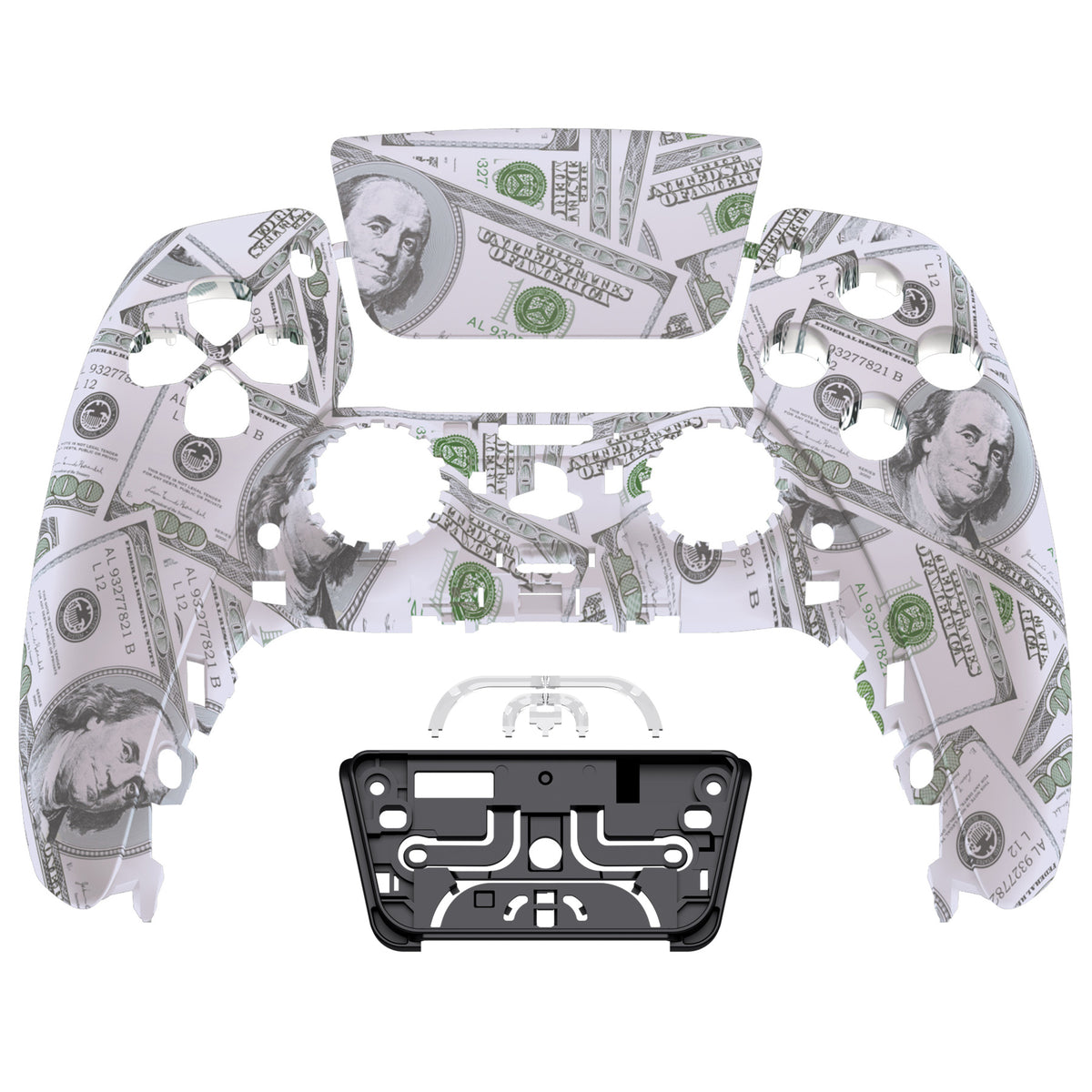 eXtremeRate Replacement Front Housing Shell with Touchpad Compatible with PS5 Controller BDM-010/020/030/040/050 - The $100 Cash Money