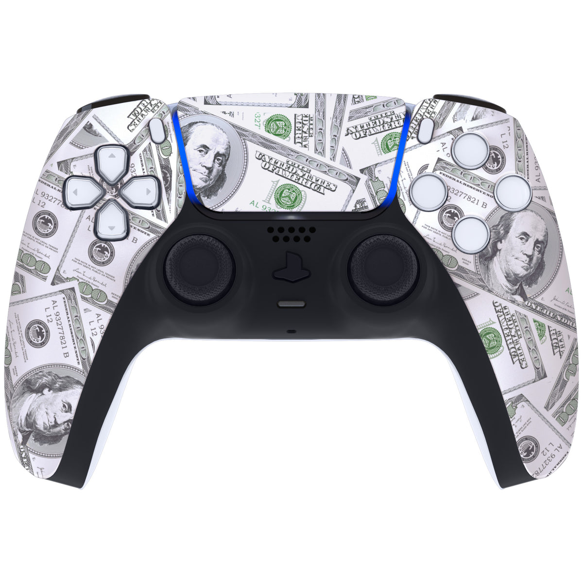 eXtremeRate Replacement Front Housing Shell with Touchpad Compatible with PS5 Controller BDM-010/020/030/040/050 - The $100 Cash Money