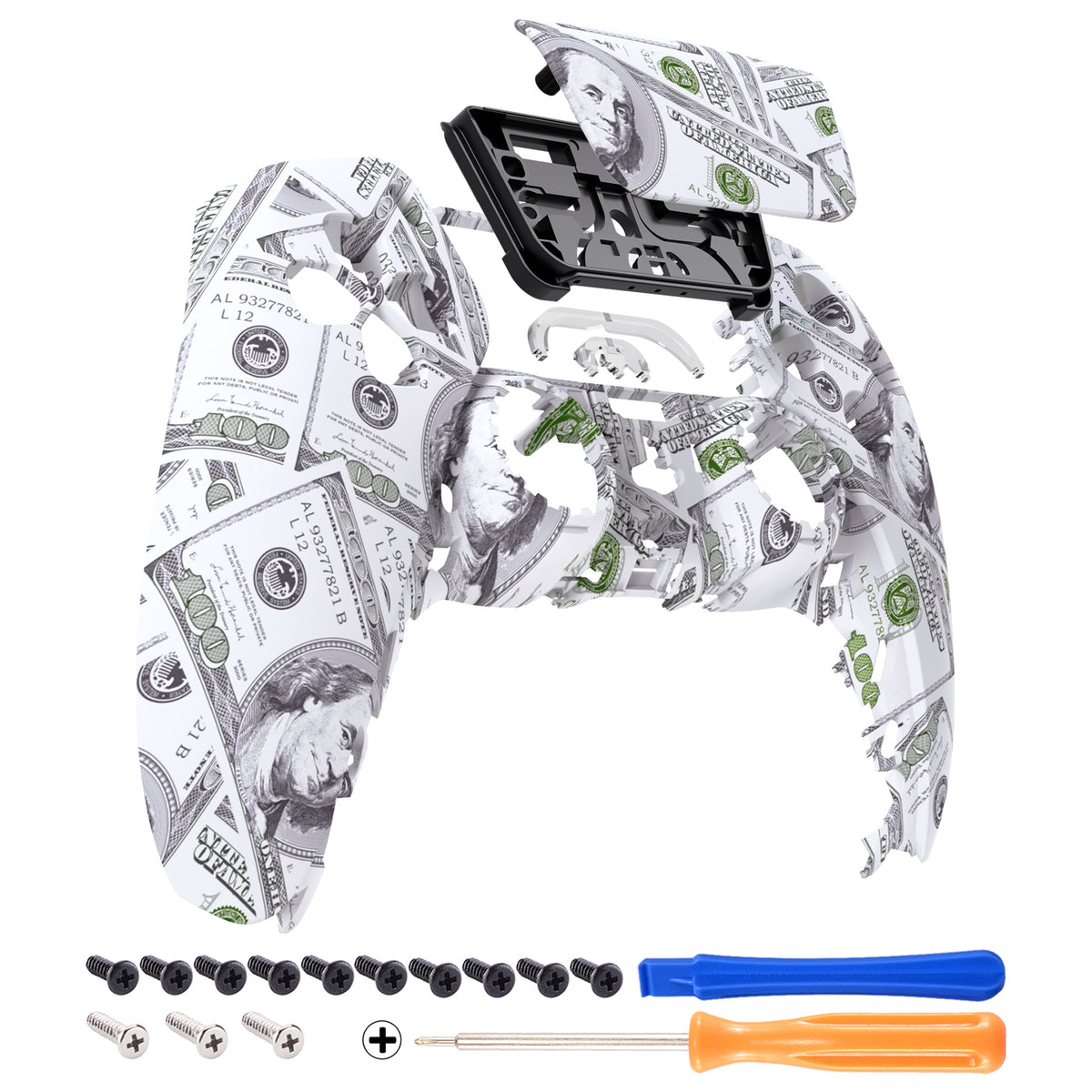 eXtremeRate Replacement Front Housing Shell with Touchpad Compatible with PS5 Controller BDM-010/020/030/040/050 - The $100 Cash Money