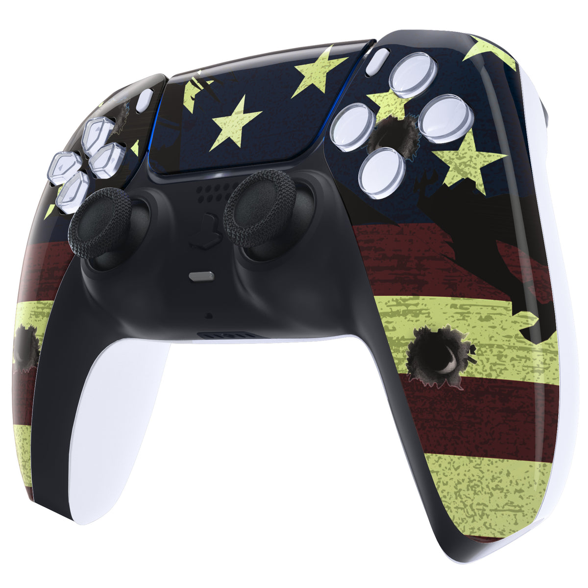 eXtremeRate Replacement Front Housing Shell with Touchpad Compatible with PS5 Controller BDM-010/020/030/040/050 - US Flag The Stars & Stripes