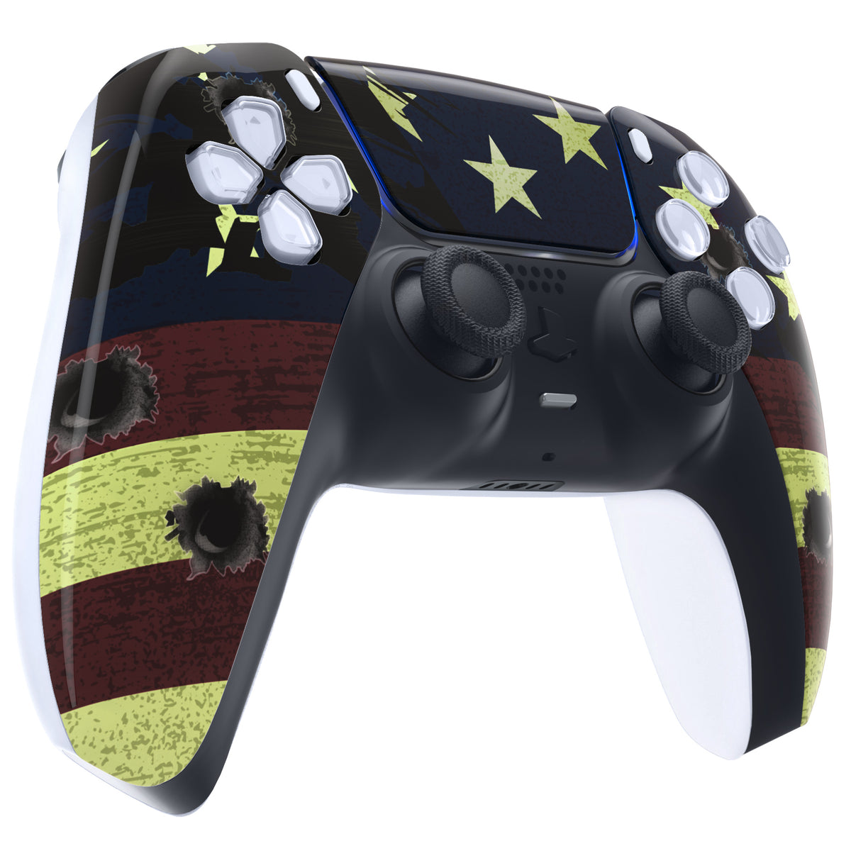 eXtremeRate Replacement Front Housing Shell with Touchpad Compatible with PS5 Controller BDM-010/020/030/040/050 - US Flag The Stars & Stripes