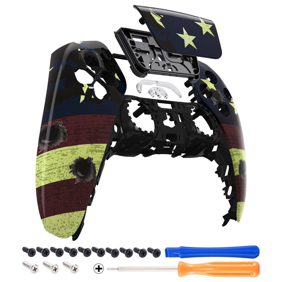 eXtremeRate Replacement Front Housing Shell with Touchpad Compatible with PS5 Controller BDM-010/020/030/040/050 - US Flag The Stars & Stripes