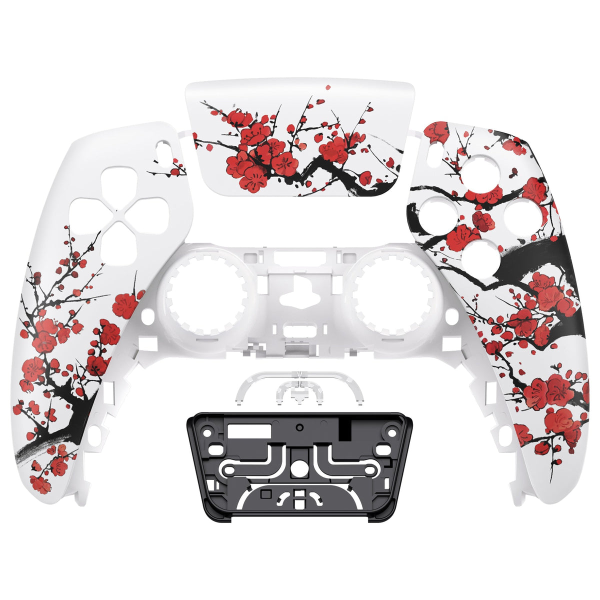 eXtremeRate Replacement Front Housing Shell with Touchpad Compatible with PS5 Controller BDM-010/020/030/040/050 - Winter Blossom eXtremeRate