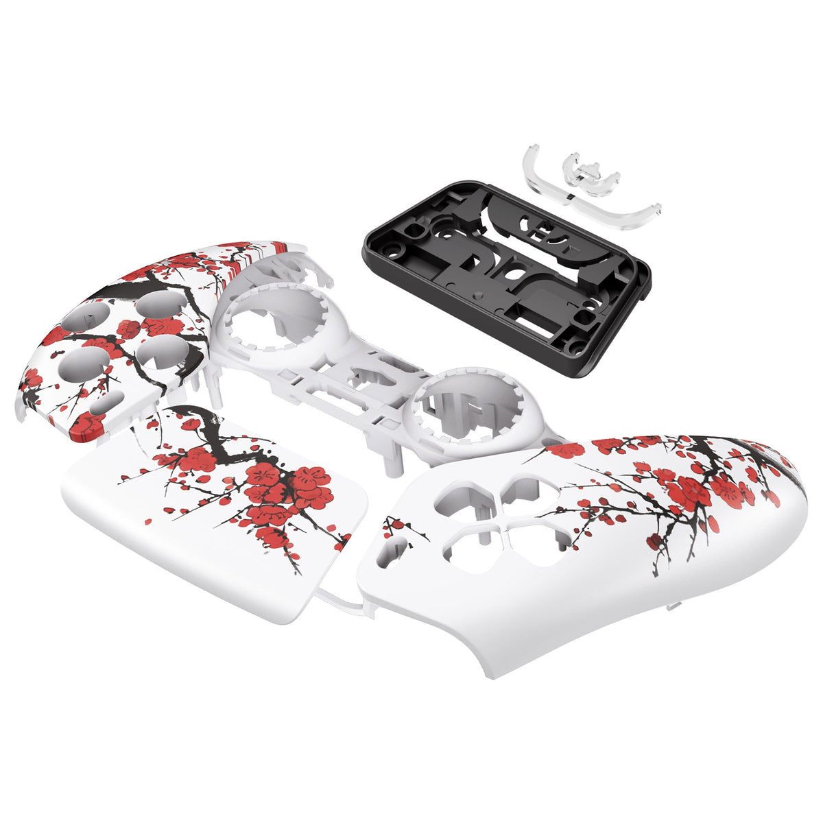 eXtremeRate Replacement Front Housing Shell with Touchpad Compatible with PS5 Controller BDM-010/020/030/040/050 - Winter Blossom eXtremeRate