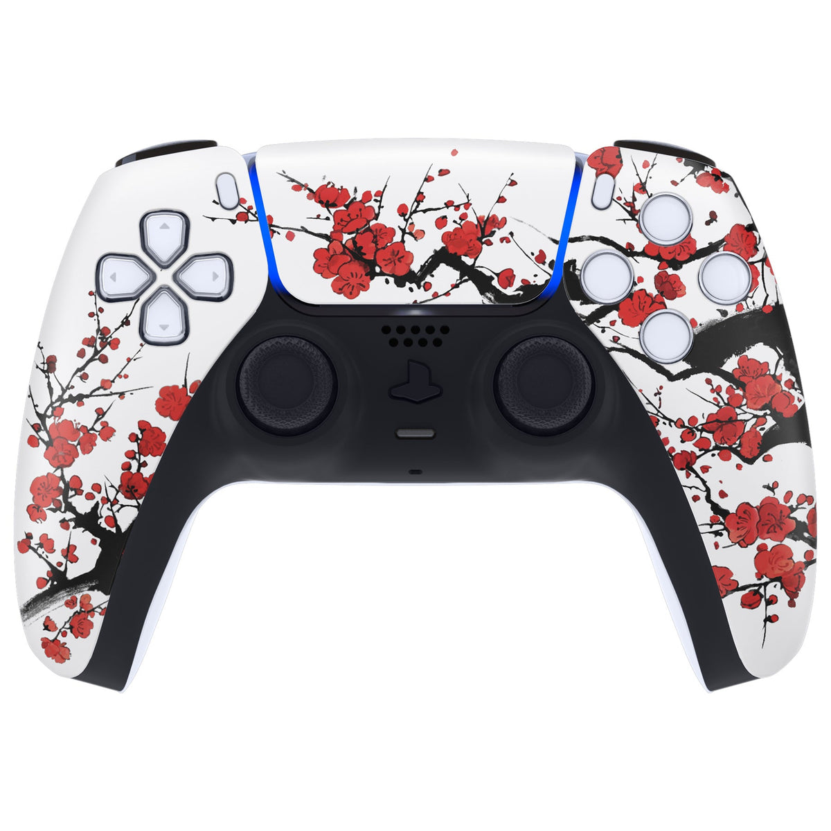 eXtremeRate Replacement Front Housing Shell with Touchpad Compatible with PS5 Controller BDM-010/020/030/040/050 - Winter Blossom eXtremeRate