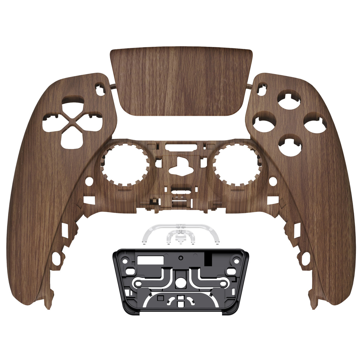 eXtremeRate Replacement Front Housing Shell with Touchpad Compatible with PS5 Controller BDM-010/020/030/040/050/060 - Wood Grain