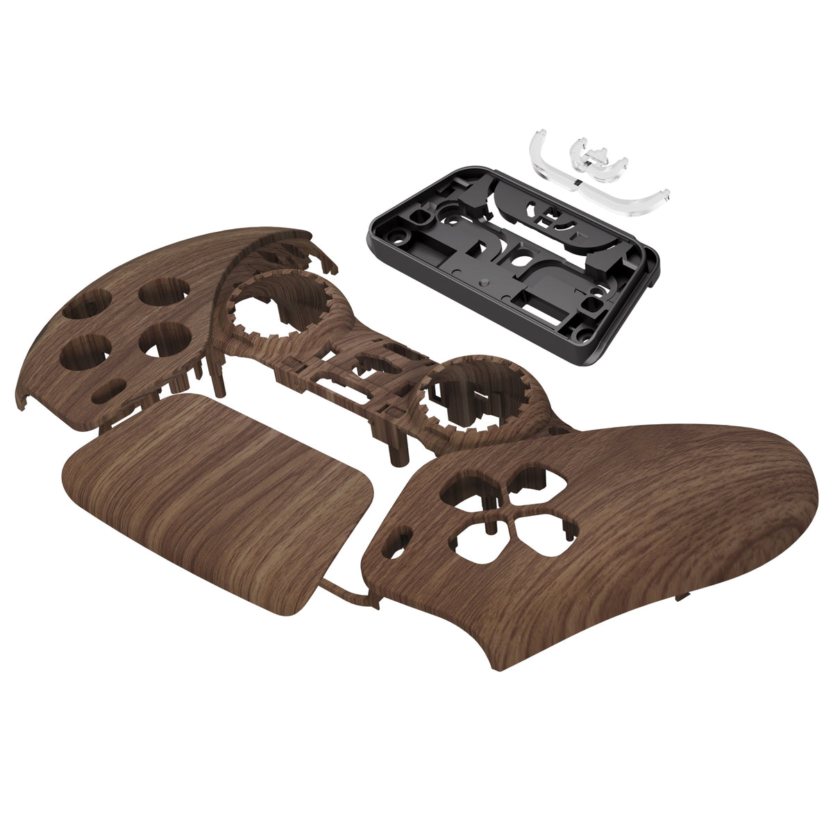 eXtremeRate Replacement Front Housing Shell with Touchpad Compatible with PS5 Controller BDM-010/020/030/040/050/060 - Wood Grain