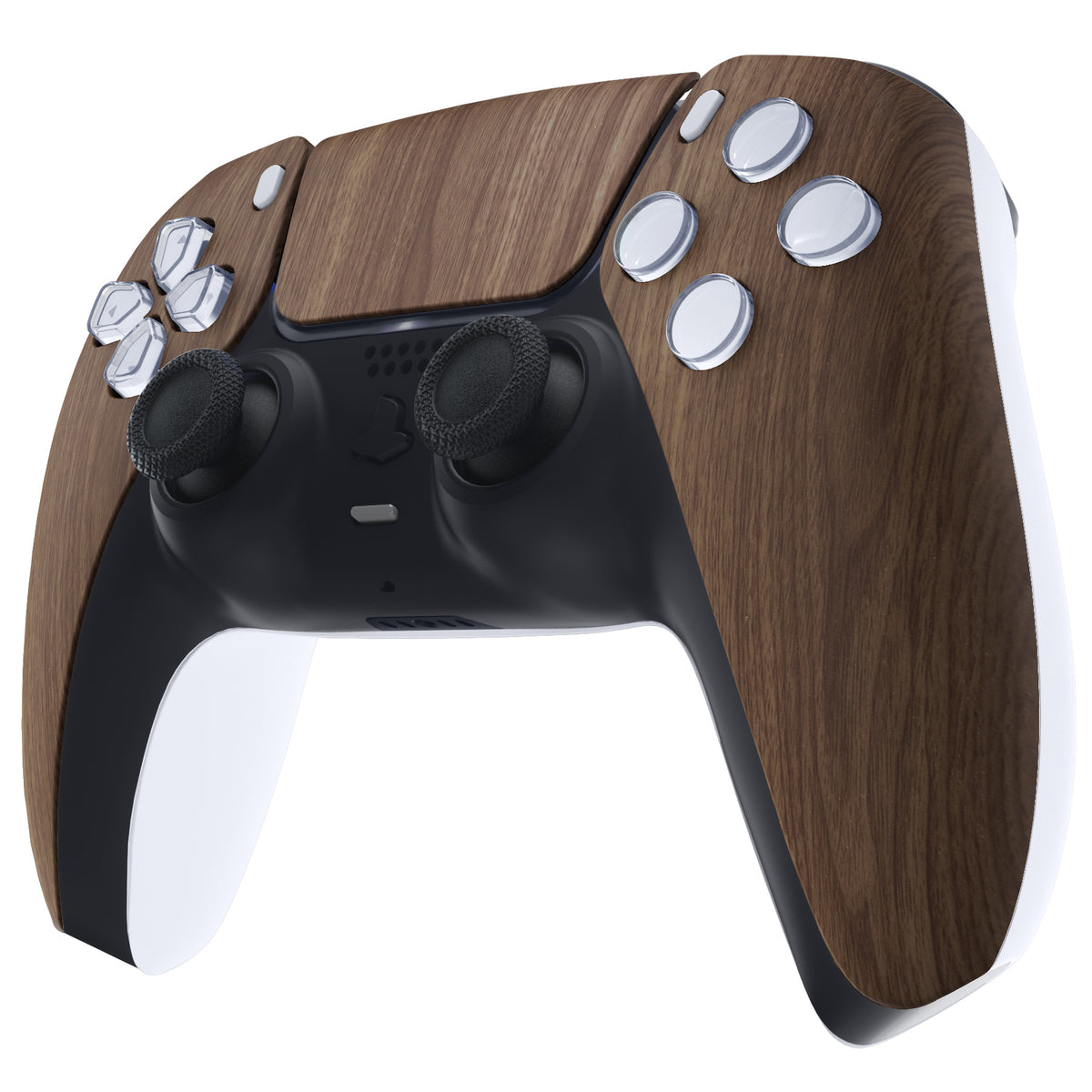 eXtremeRate Replacement Front Housing Shell with Touchpad Compatible with PS5 Controller BDM-010/020/030/040/050/060 - Wood Grain