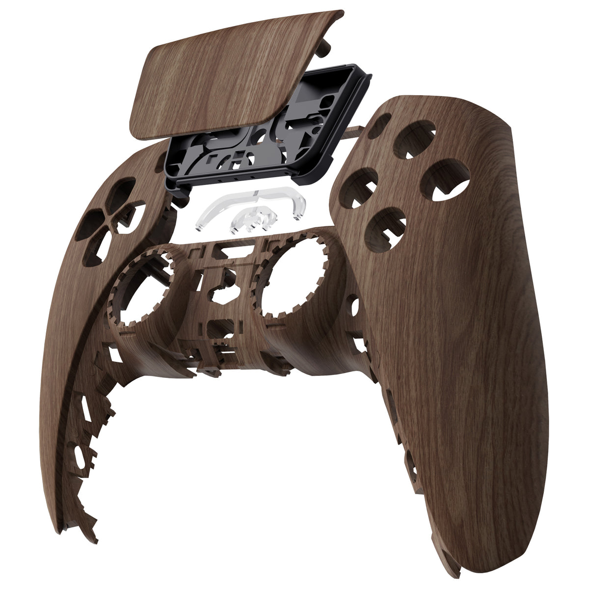 eXtremeRate Replacement Front Housing Shell with Touchpad Compatible with PS5 Controller BDM-010/020/030/040/050/060 - Wood Grain