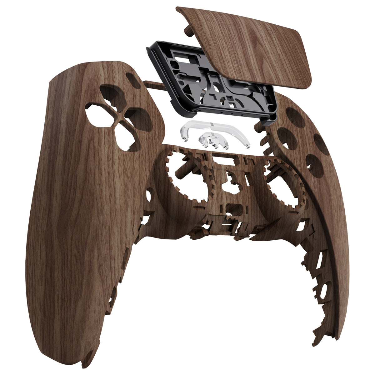 eXtremeRate Replacement Front Housing Shell with Touchpad Compatible with PS5 Controller BDM-010/020/030/040/050/060 - Wood Grain