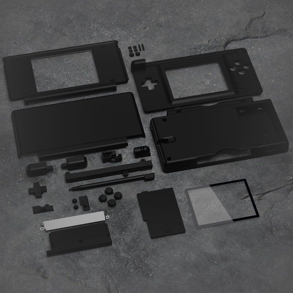 eXtremeRate Replacement Full Housing Shell & Buttons with Screen Lens for Nintendo DS Lite NDSL - Black