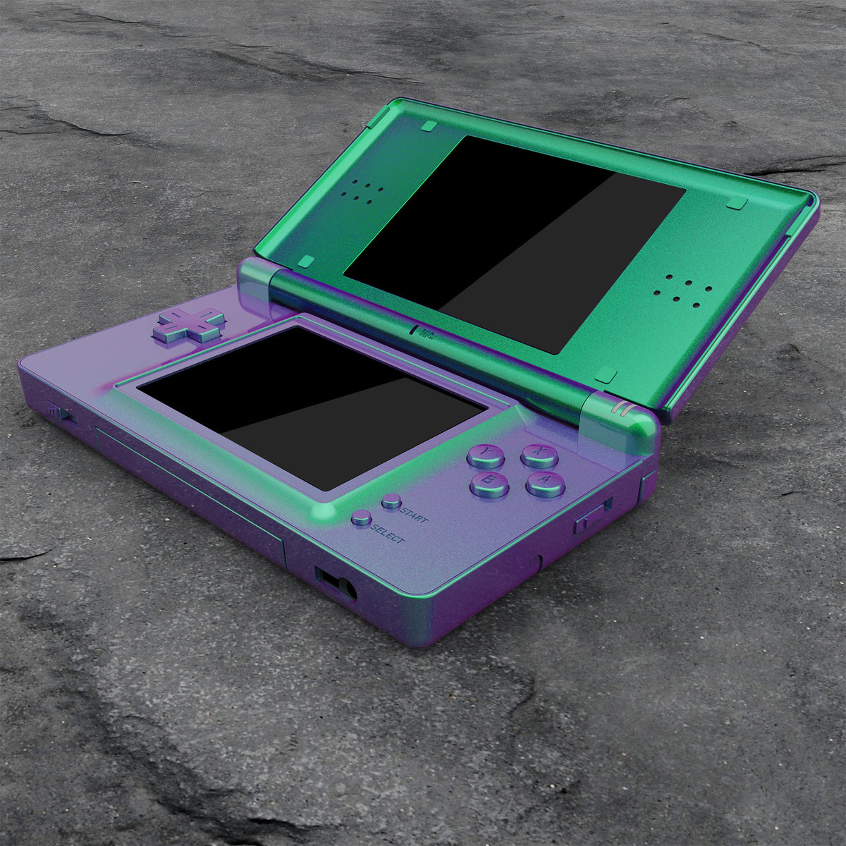 eXtremeRate Replacement Full Housing Shell & Buttons with Screen Lens for Nintendo DS Lite NDSL - Chameleon Green Purple