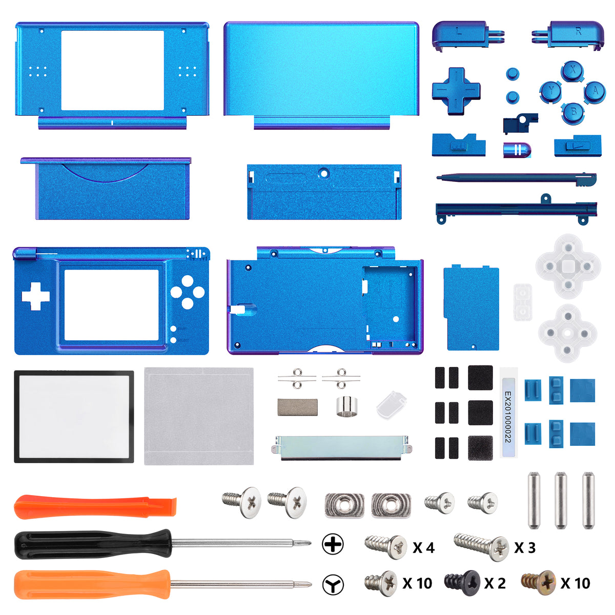 eXtremeRate Replacement Full Housing Shell & Buttons with Screen Lens for Nintendo DS Lite NDSL - Chameleon Purple Blue