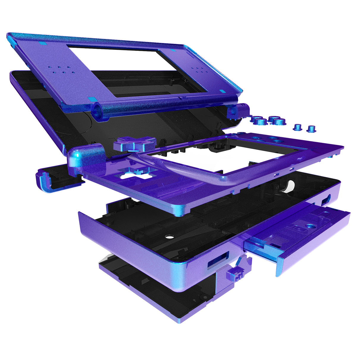 eXtremeRate Replacement Full Housing Shell & Buttons with Screen Lens for Nintendo DS Lite NDSL - Chameleon Purple Blue