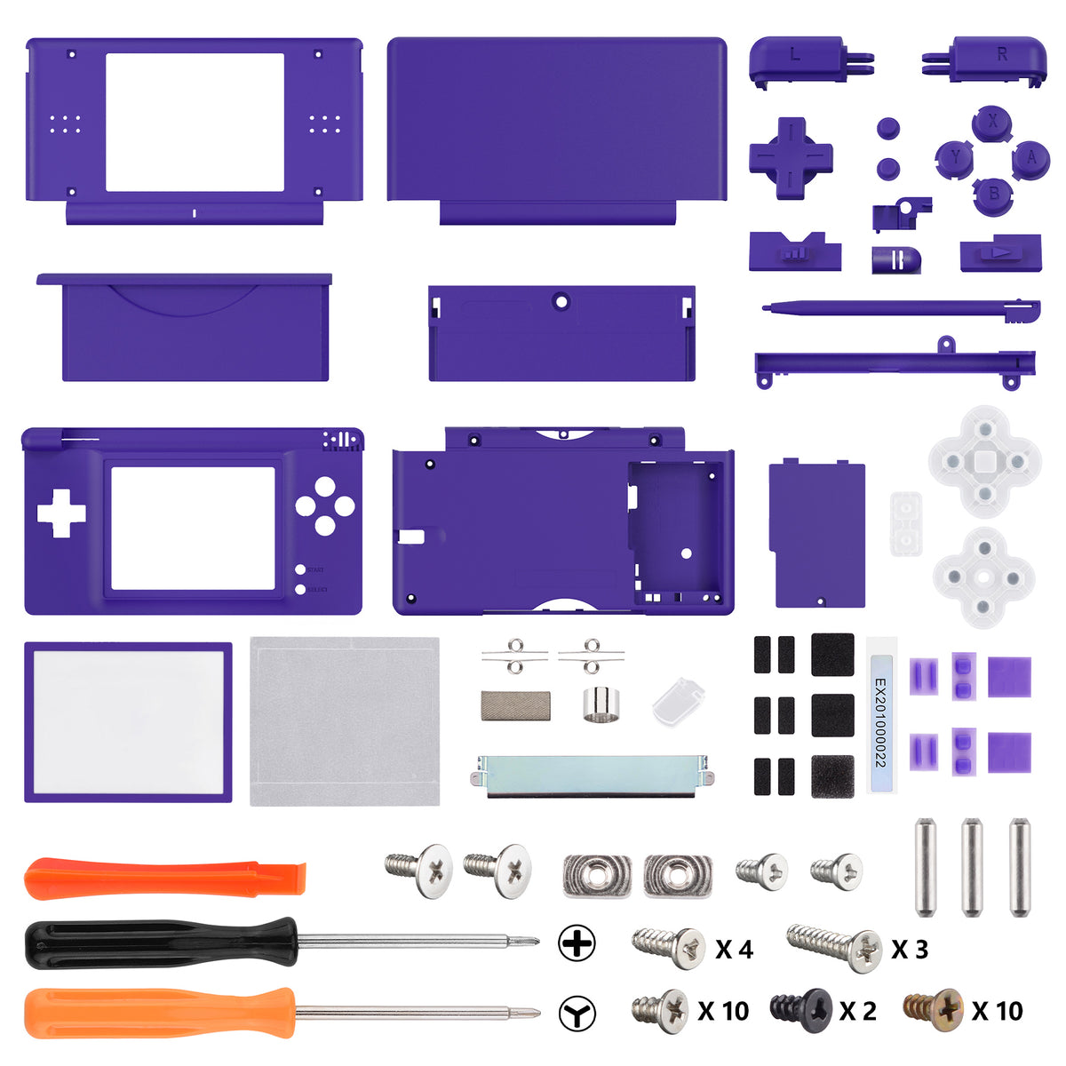 eXtremeRate Replacement Full Housing Shell & Buttons with Screen Lens for Nintendo DS Lite NDSL - Purple