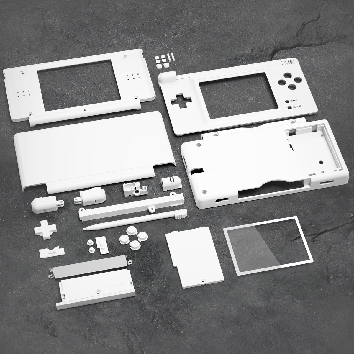 eXtremeRate Replacement Full Housing Shell & Buttons with Screen Lens for Nintendo DS Lite NDSL - White