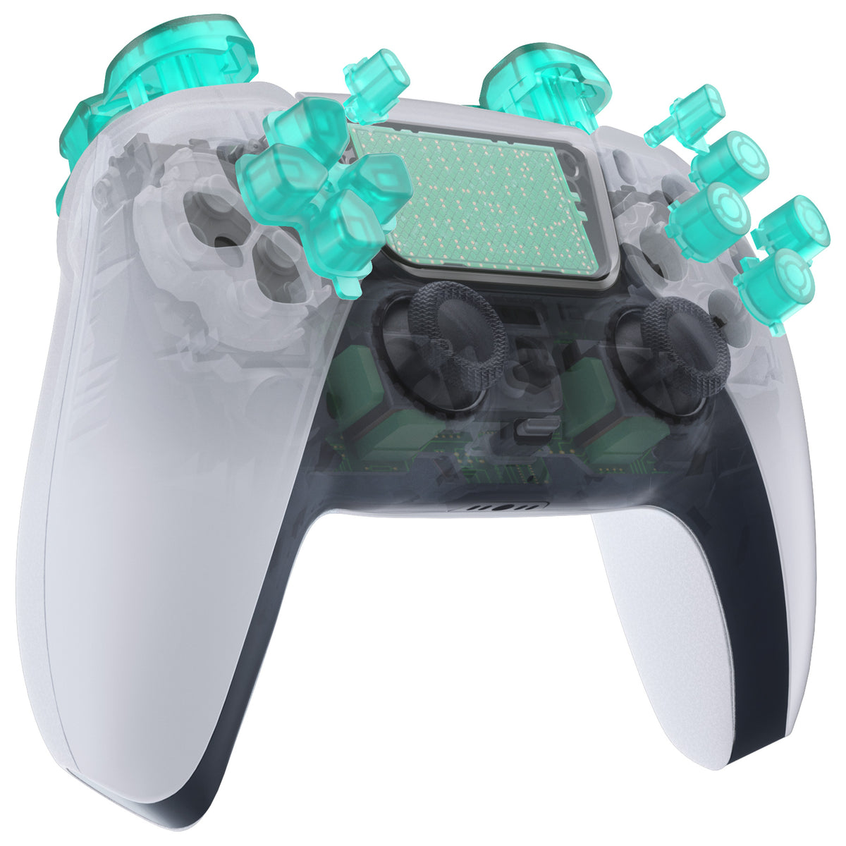 eXtremeRate Replacement Full Set Buttons Compatible with PS5 Controller BDM-010/020 - Emerald Green