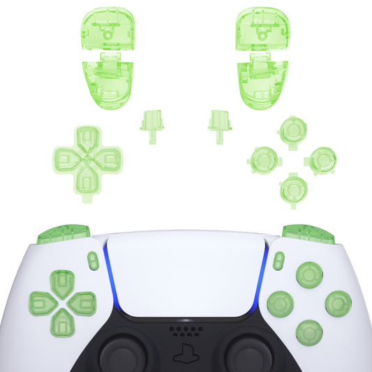eXtremeRate Replacement Full Set Buttons Compatible with PS5 Controller BDM-030/040/050/060 - Clear Light Green