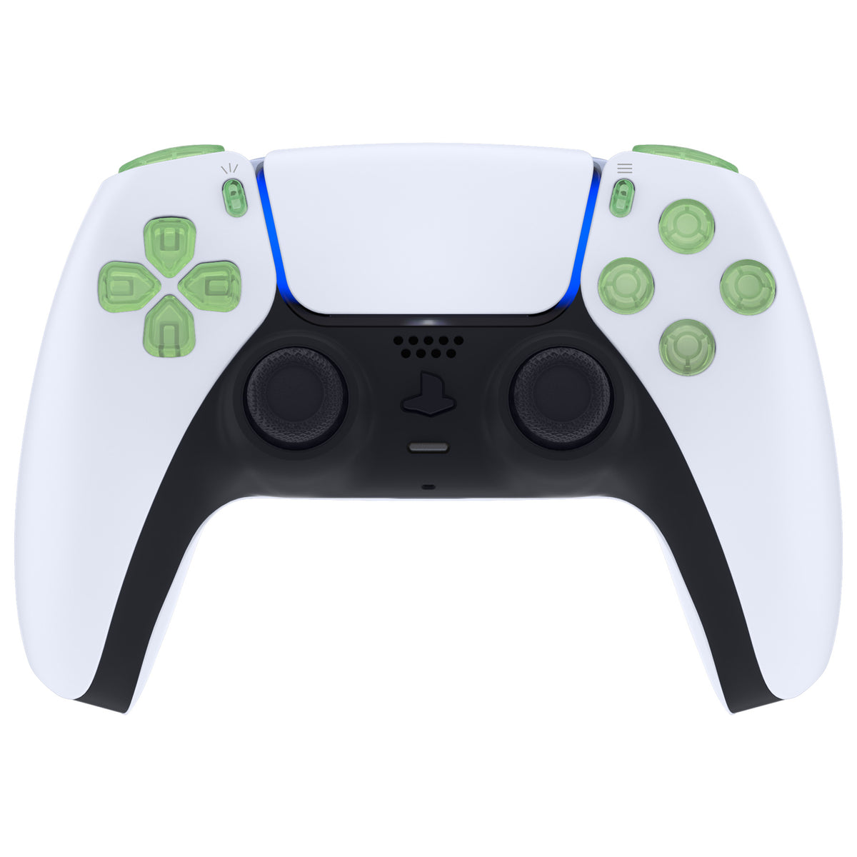 eXtremeRate Replacement Full Set Buttons Compatible with PS5 Controller BDM-030/040/050/060 - Clear Light Green