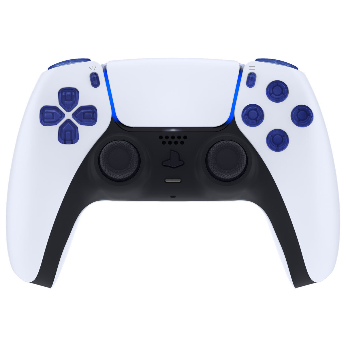 eXtremeRate Replacement Full Set Buttons Compatible with PS5 Controller BDM-030/040/050/060 - Crystal Clear Light Blue