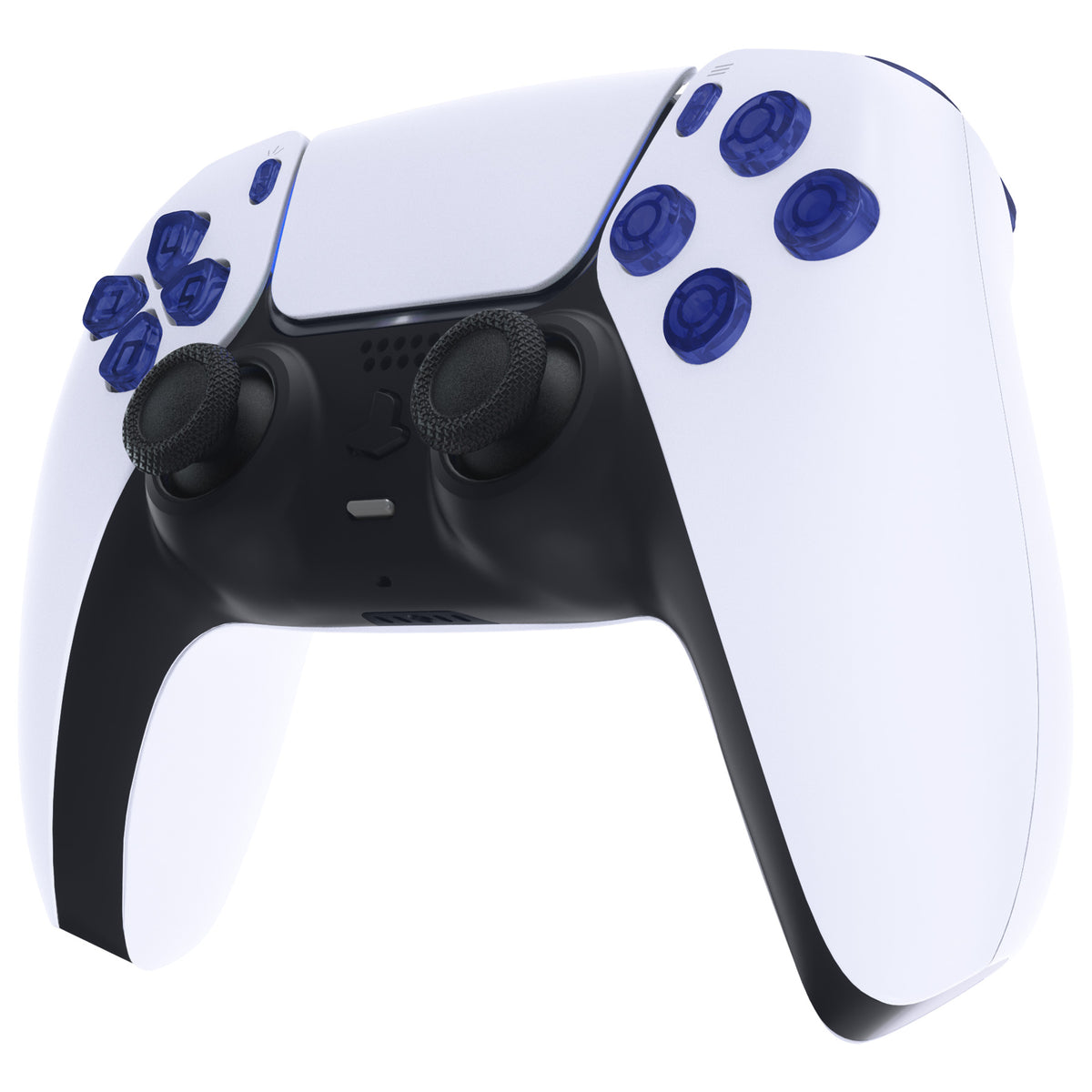 eXtremeRate Replacement Full Set Buttons Compatible with PS5 Controller BDM-030/040/050/060 - Crystal Clear Light Blue