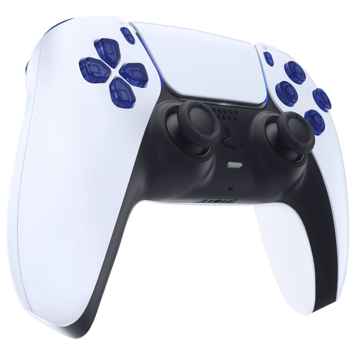 eXtremeRate Replacement Full Set Buttons Compatible with PS5 Controller BDM-030/040/050/060 - Crystal Clear Light Blue