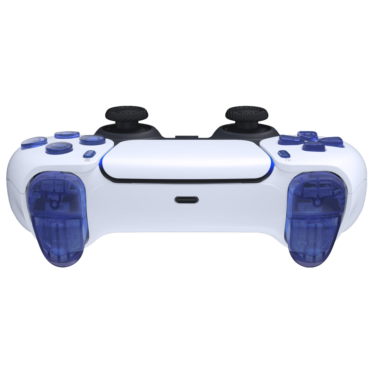 eXtremeRate Replacement Full Set Buttons Compatible with PS5 Controller BDM-030/040/050/060 - Crystal Clear Light Blue
