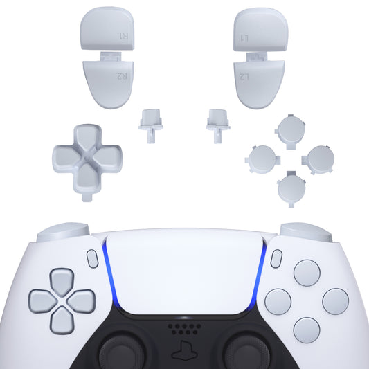 eXtremeRate Replacement Full Set Buttons Compatible with PS5 Controller BDM-030/040/050/060 - Original White