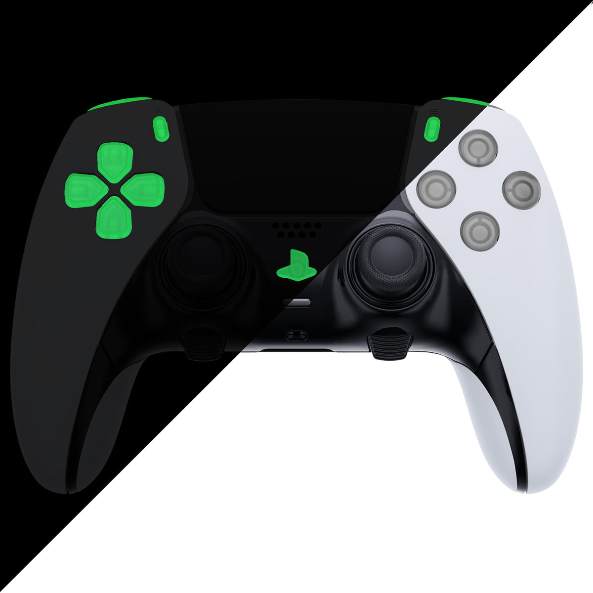 eXtremeRate Replacement Full Set Buttons Compatible with PS5 Edge Controller - Glow in Dark - Green
