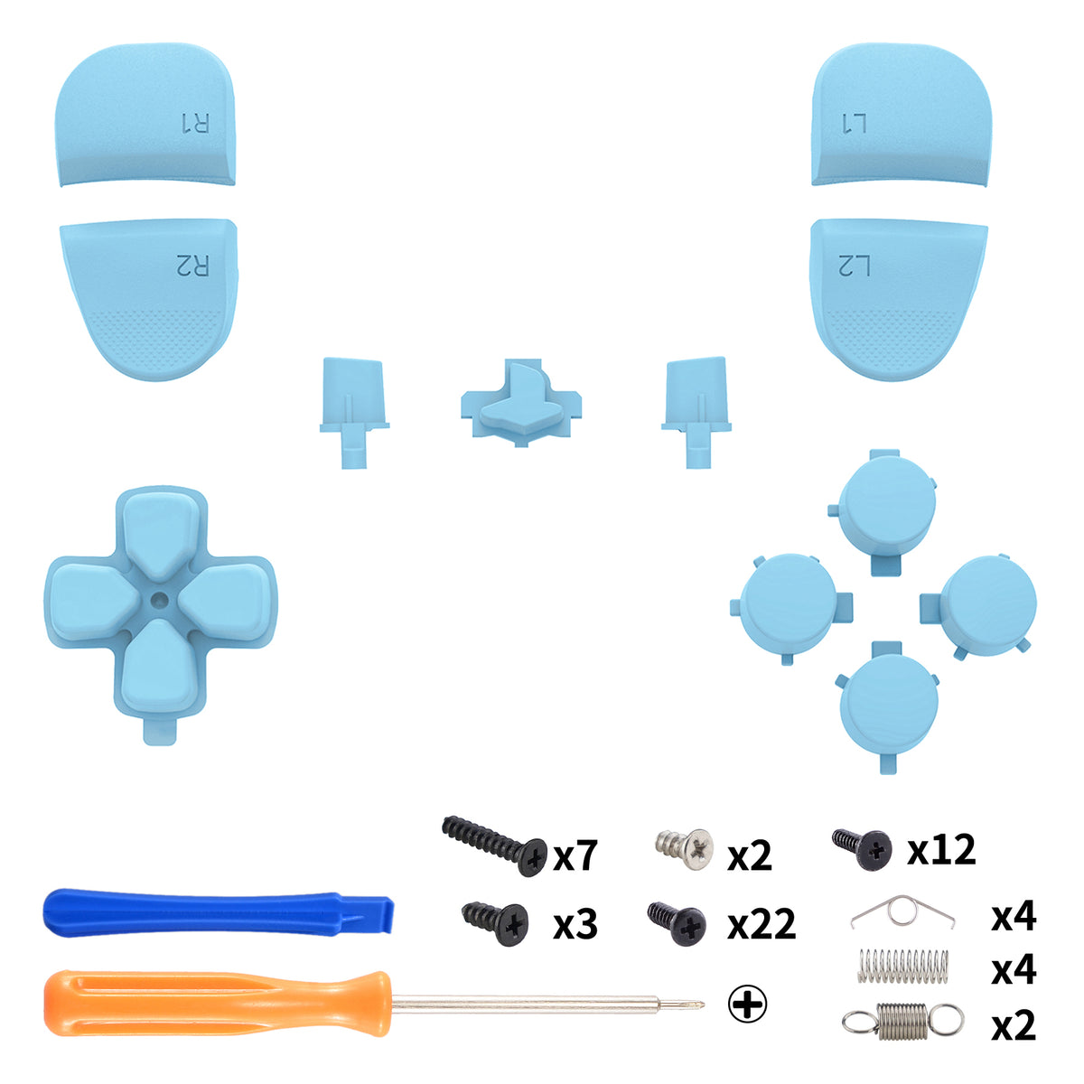 eXtremeRate Replacement Full Set Buttons Compatible with PS5 Edge Controller - Heaven Blue