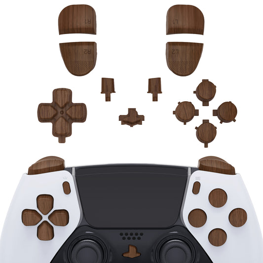 eXtremeRate Replacement Full Set Buttons Compatible with PS5 Edge Controller - Wood Grain
