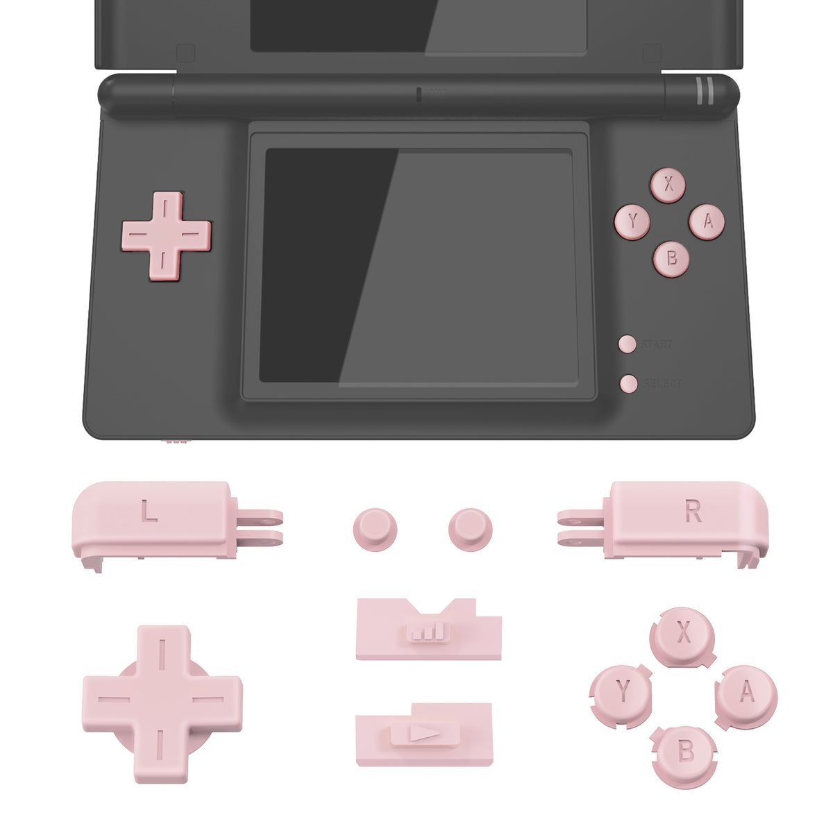eXtremeRate Replacement Full Set Buttons for Nintendo DS Lite NDSL - Cherry Blossoms Pink