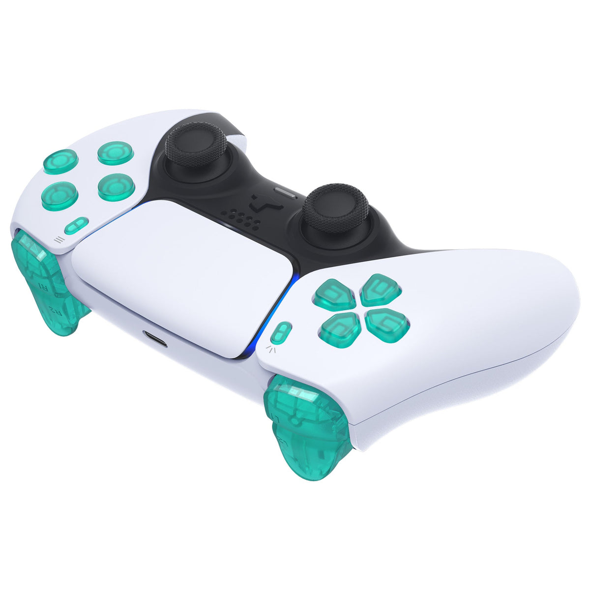 eXtremeRate Replacement Full Set Buttons Compatible with PS5 Controller BDM-030/040/050 - Emerald Green eXtremeRate
