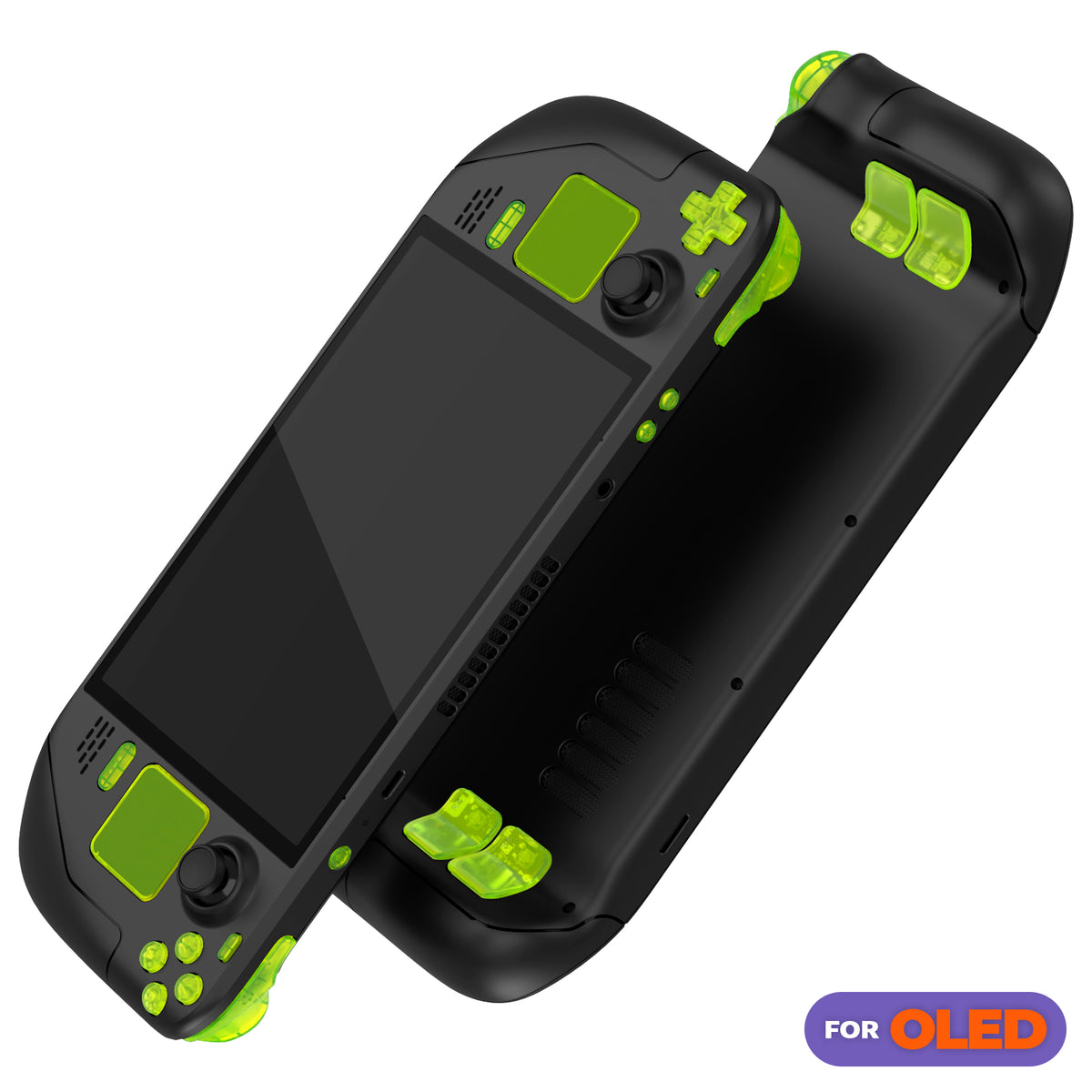 eXtremeRate Replacement Full Set Buttons for Steam Deck OLED - Clear Lime Green