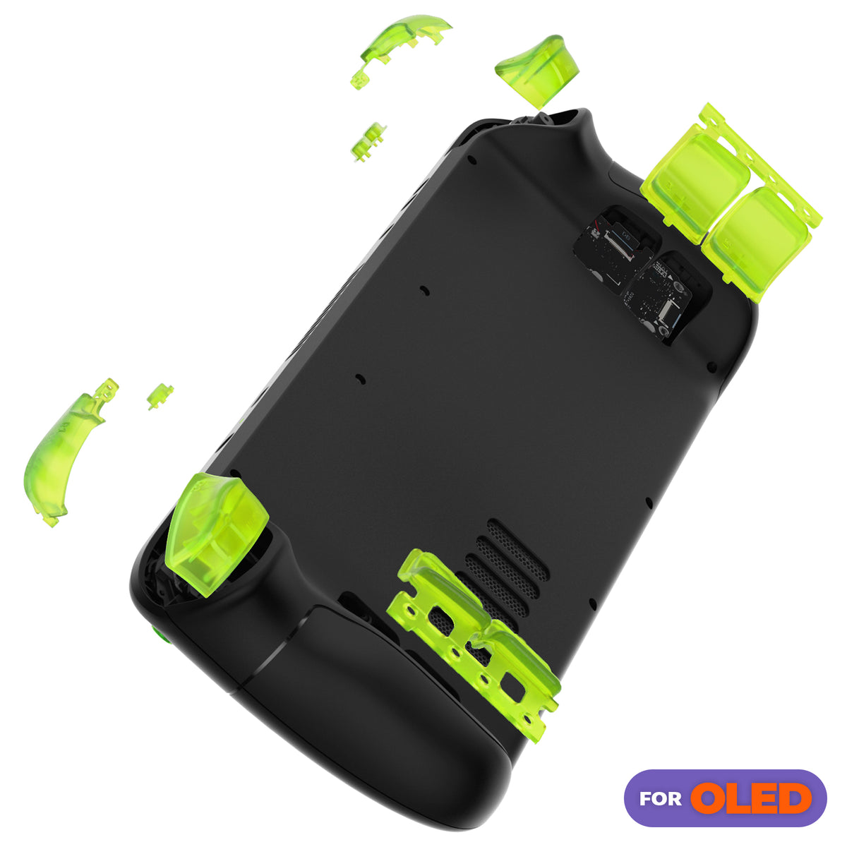 eXtremeRate Replacement Full Set Buttons for Steam Deck OLED - Clear Lime Green