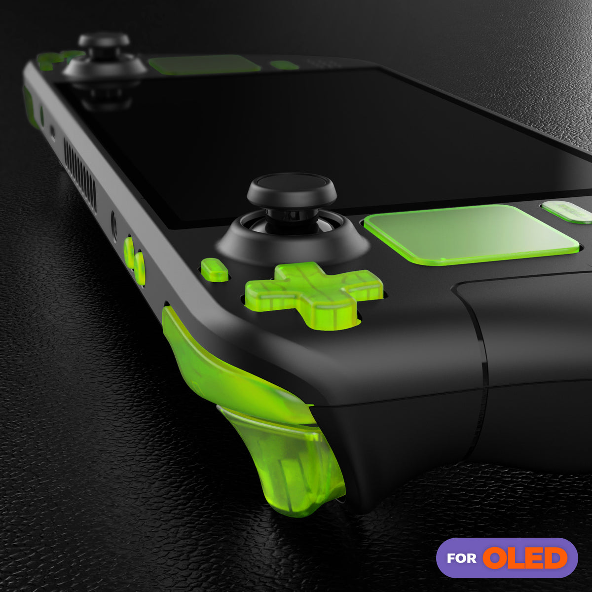 eXtremeRate Replacement Full Set Buttons for Steam Deck OLED - Clear Lime Green