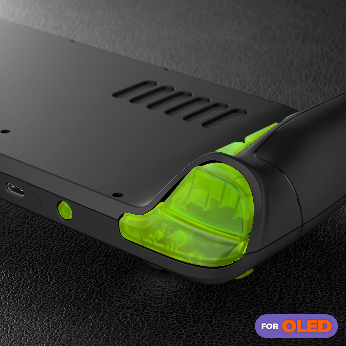 eXtremeRate Replacement Full Set Buttons for Steam Deck OLED - Clear Lime Green
